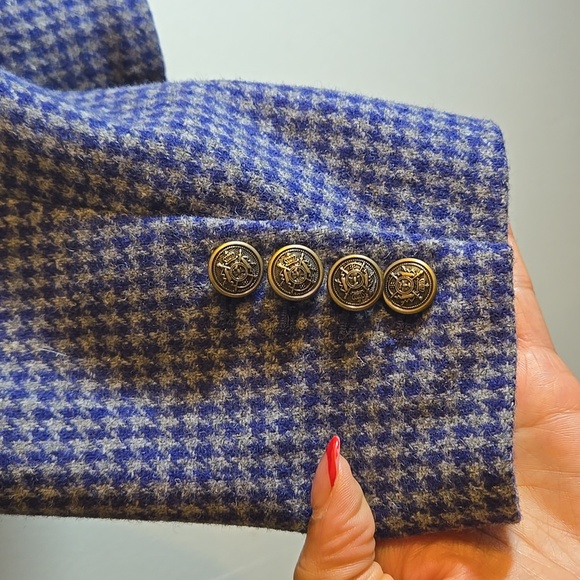  Lands' End Wool Houndstooth Crest Button Pocket Lined Jacket Blazer NWOT - Picture 10 of 14